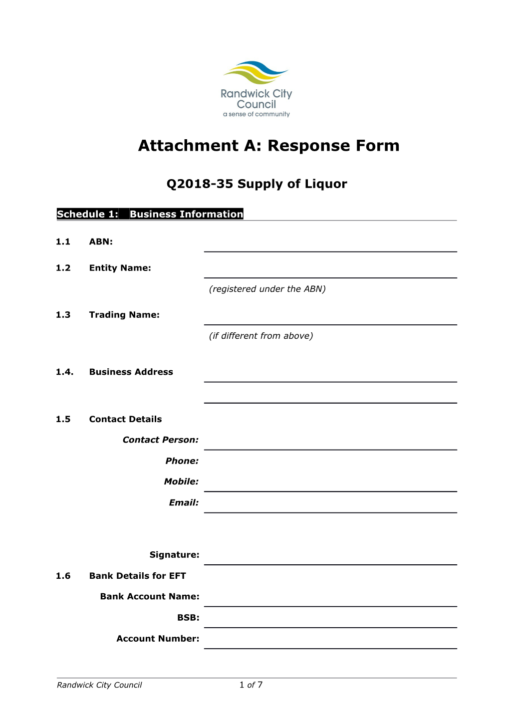 Attachment A: Response Form