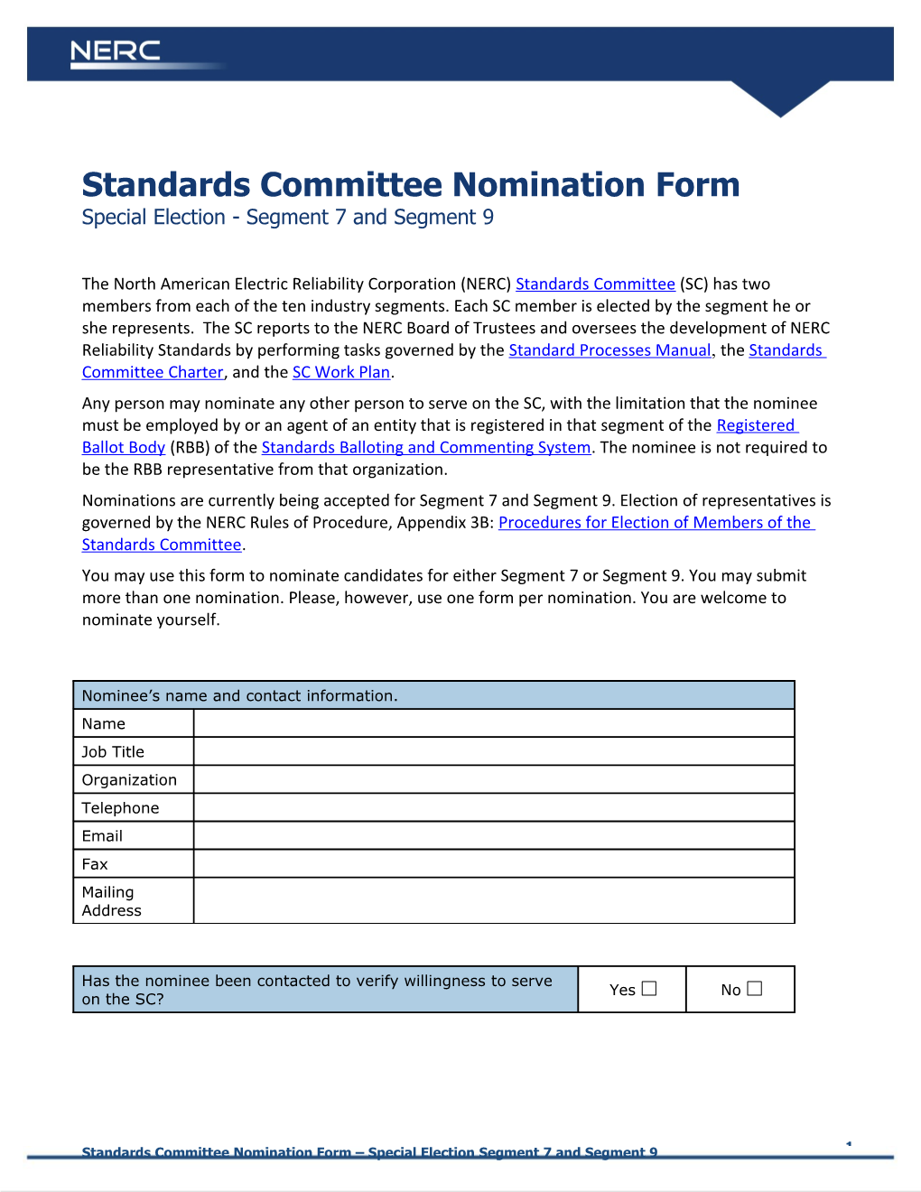 Standards Committee Nomination Form