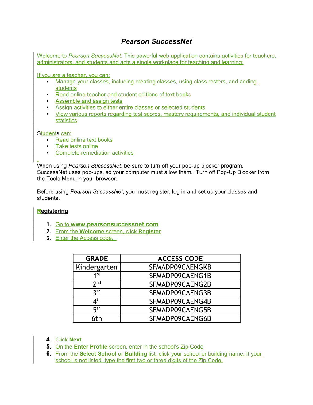 Pearson Successnet