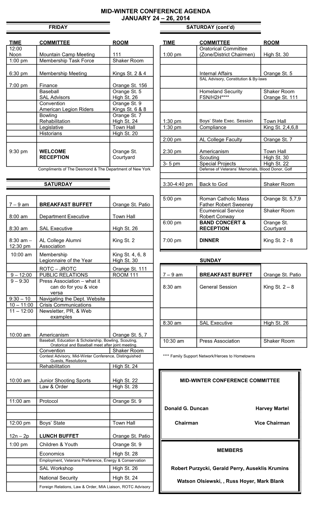 2003 Mid-Winter Conference Agenda