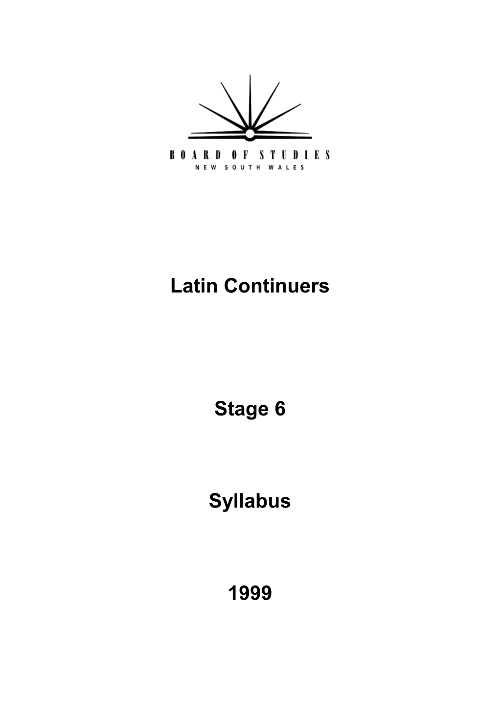 Latin Continuers Stage 6 Syllabus