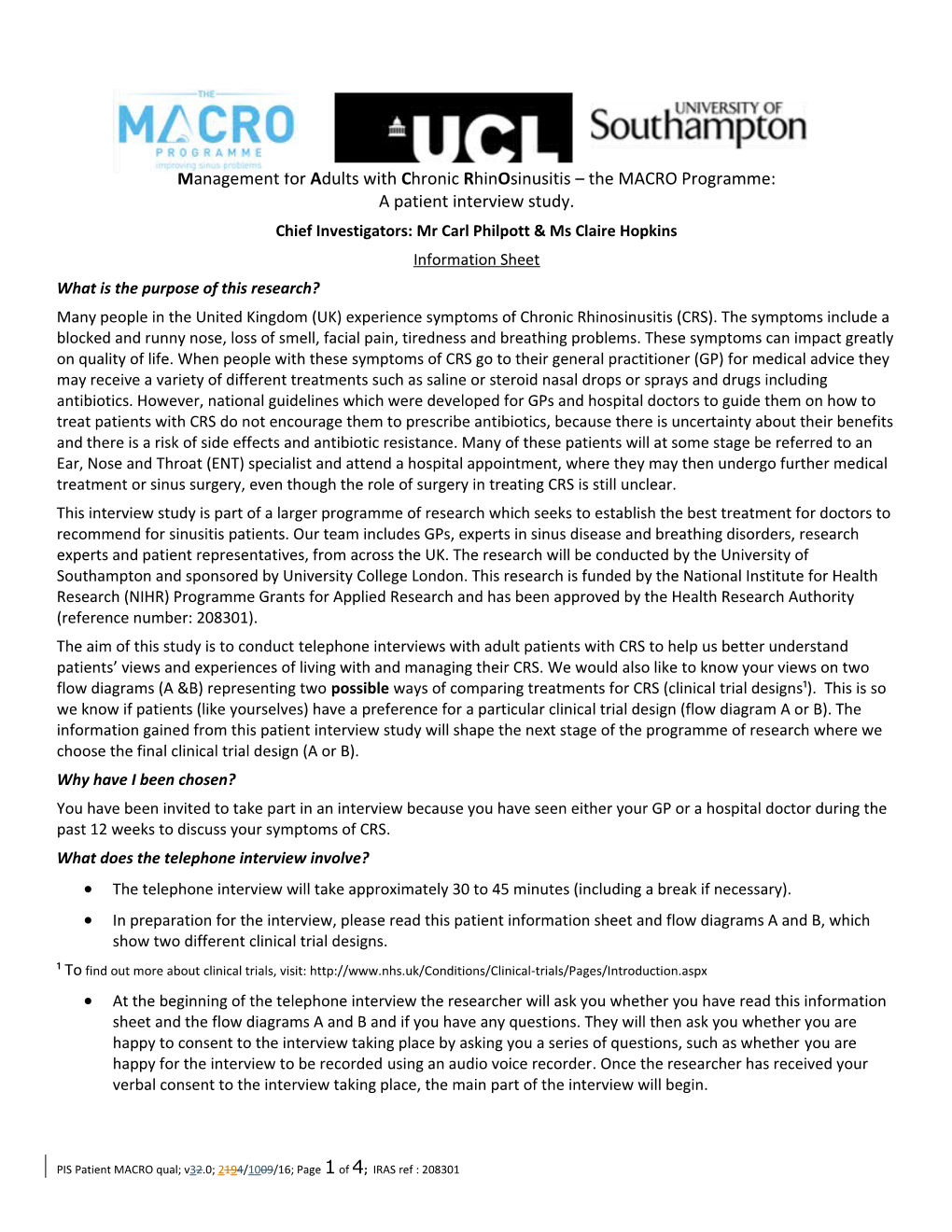 Management for Adults with Chronic Rhino Sinusitis the MACRO Programme