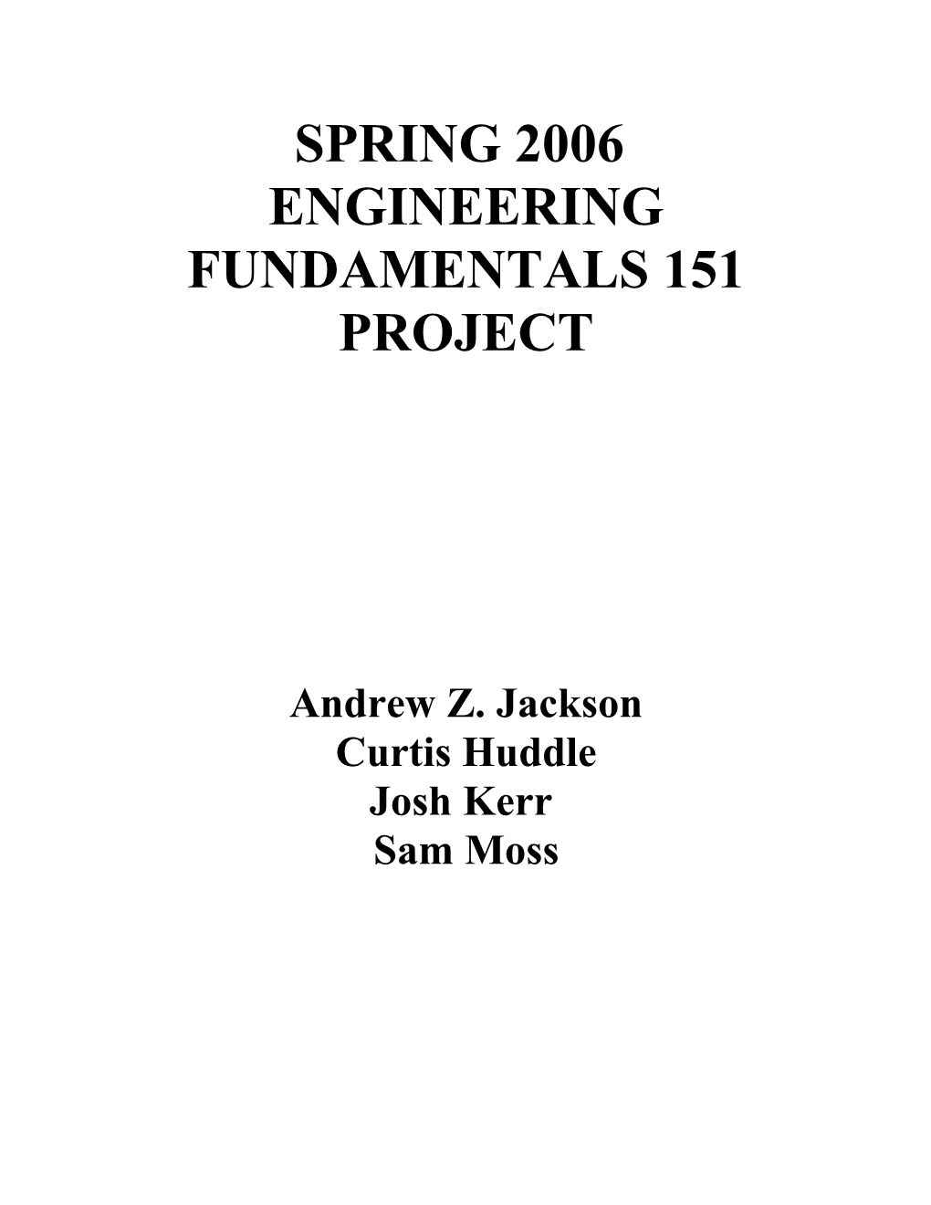 Engineering Fundamentals 151 Project