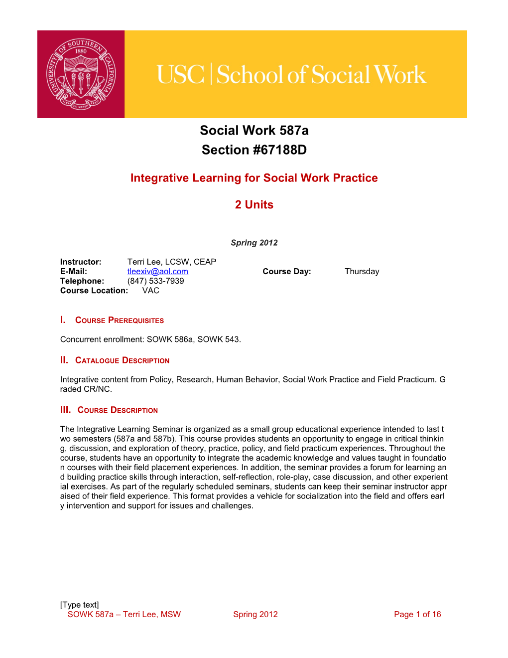 School of Social Work Syllabus Template Guide s5