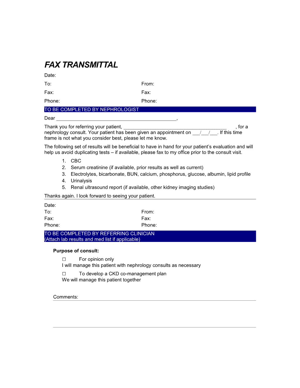 Referring Physician Fax Back - Update