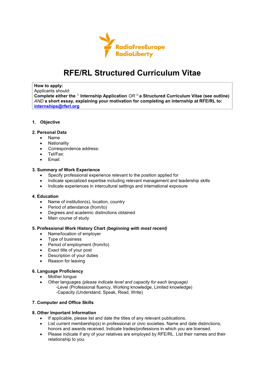 RFE/RL Structured Curriculum Vitae