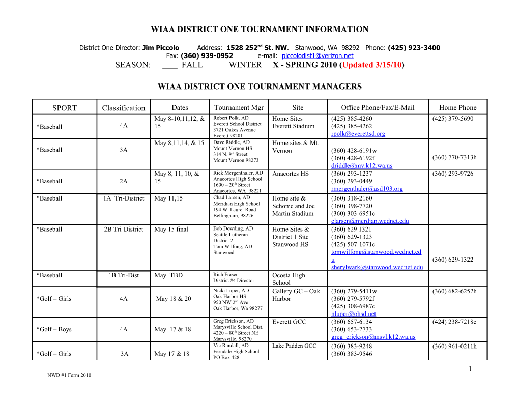 Wiaa State Tournament Program Information