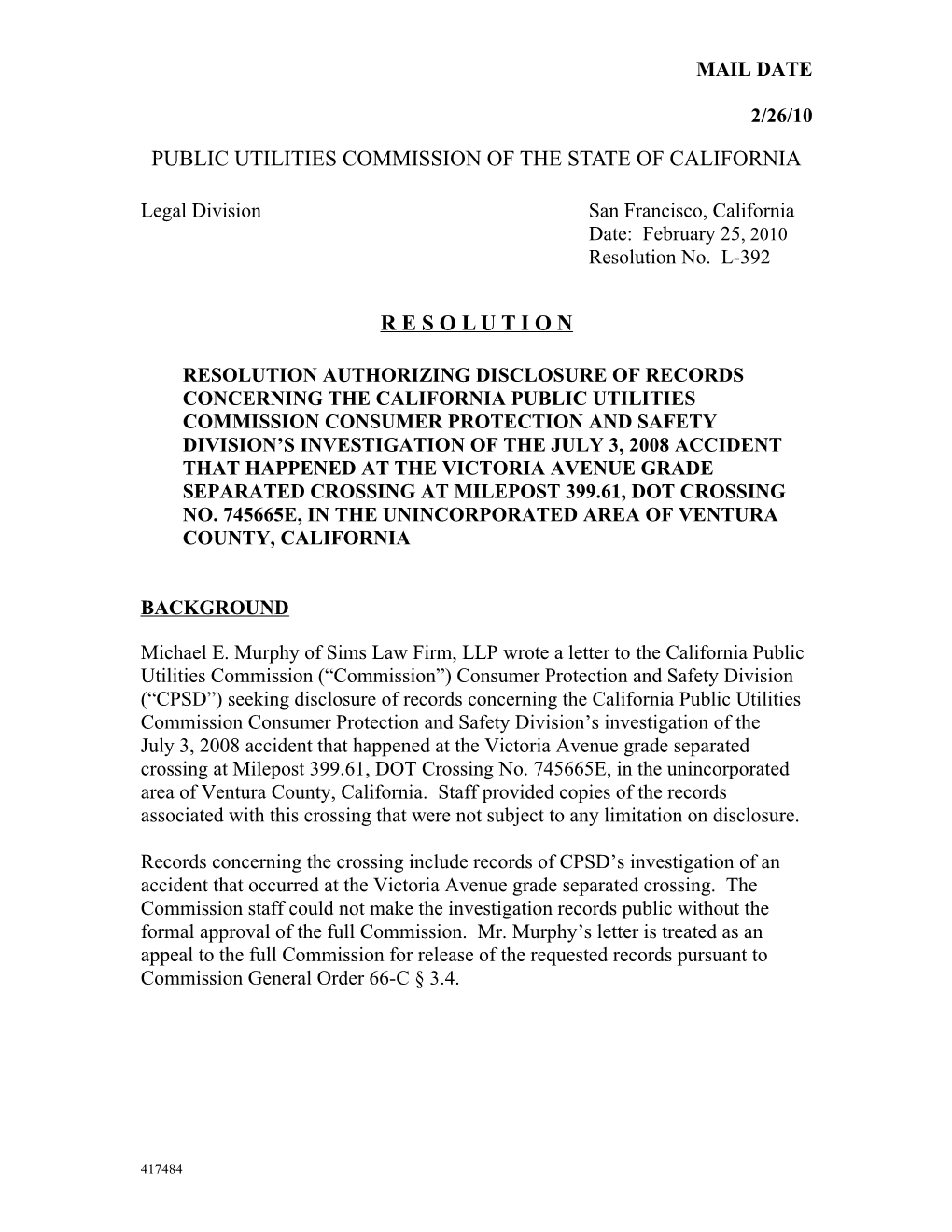 Public Utilities Commission of the State of California s95