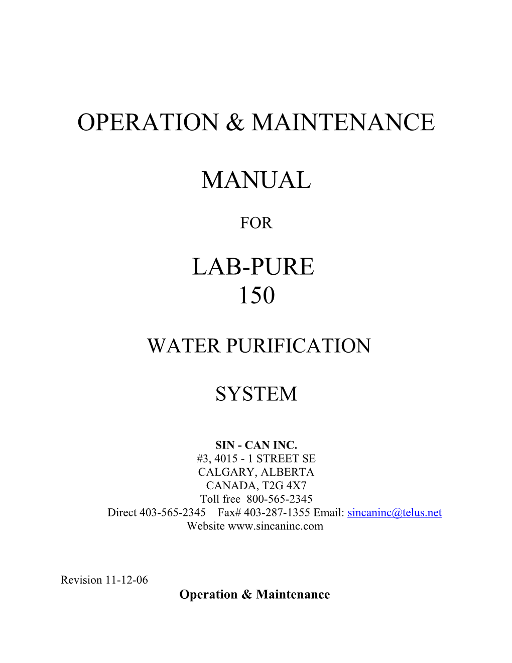 Operation & Maintenance