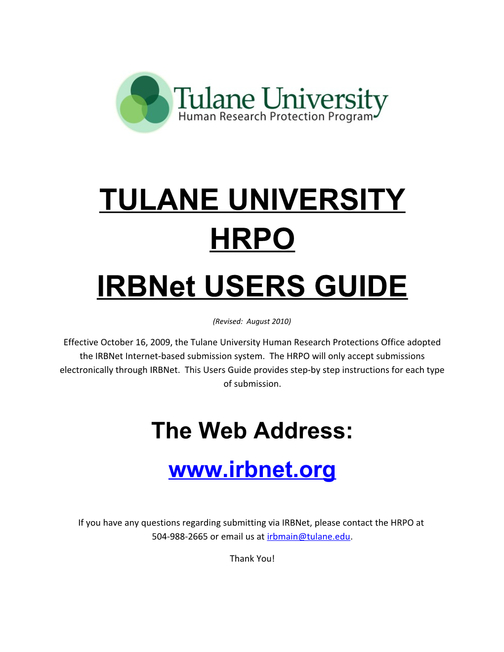 Tulane University Hrpo