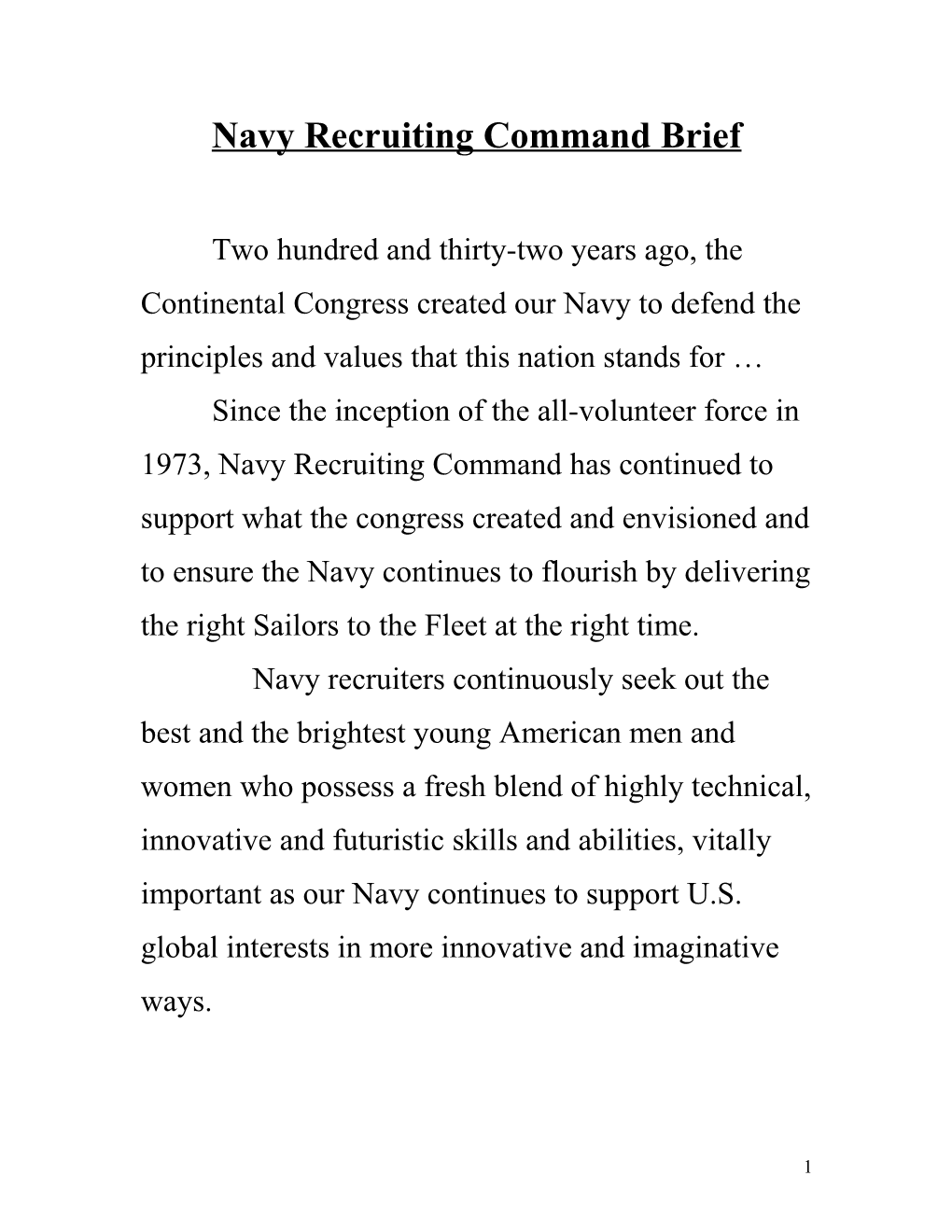 Navy Recruiting Command Brief