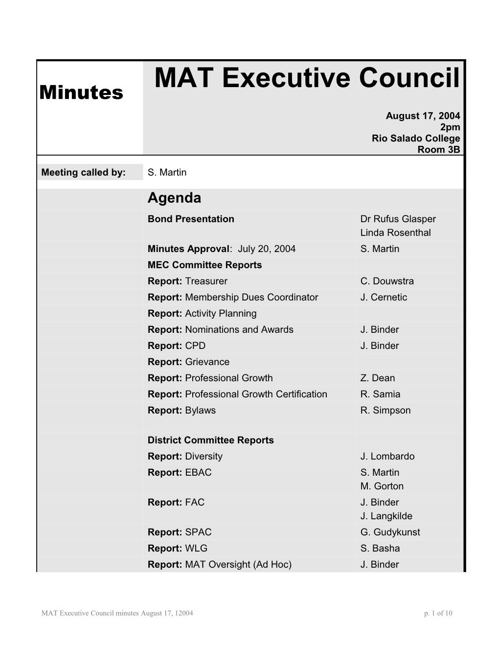 MAT Executive Council
