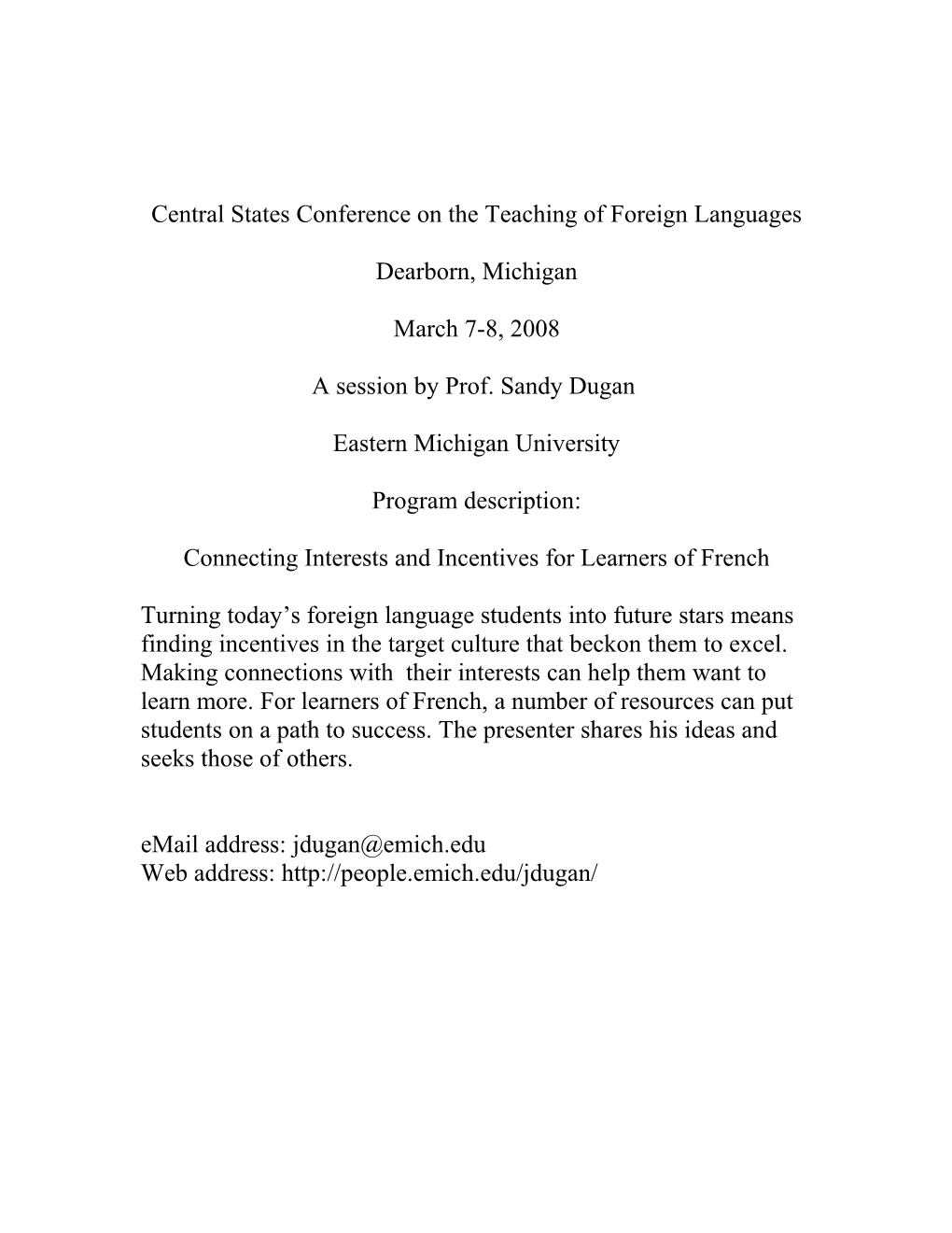 Michigan World Language Association Annual Conference