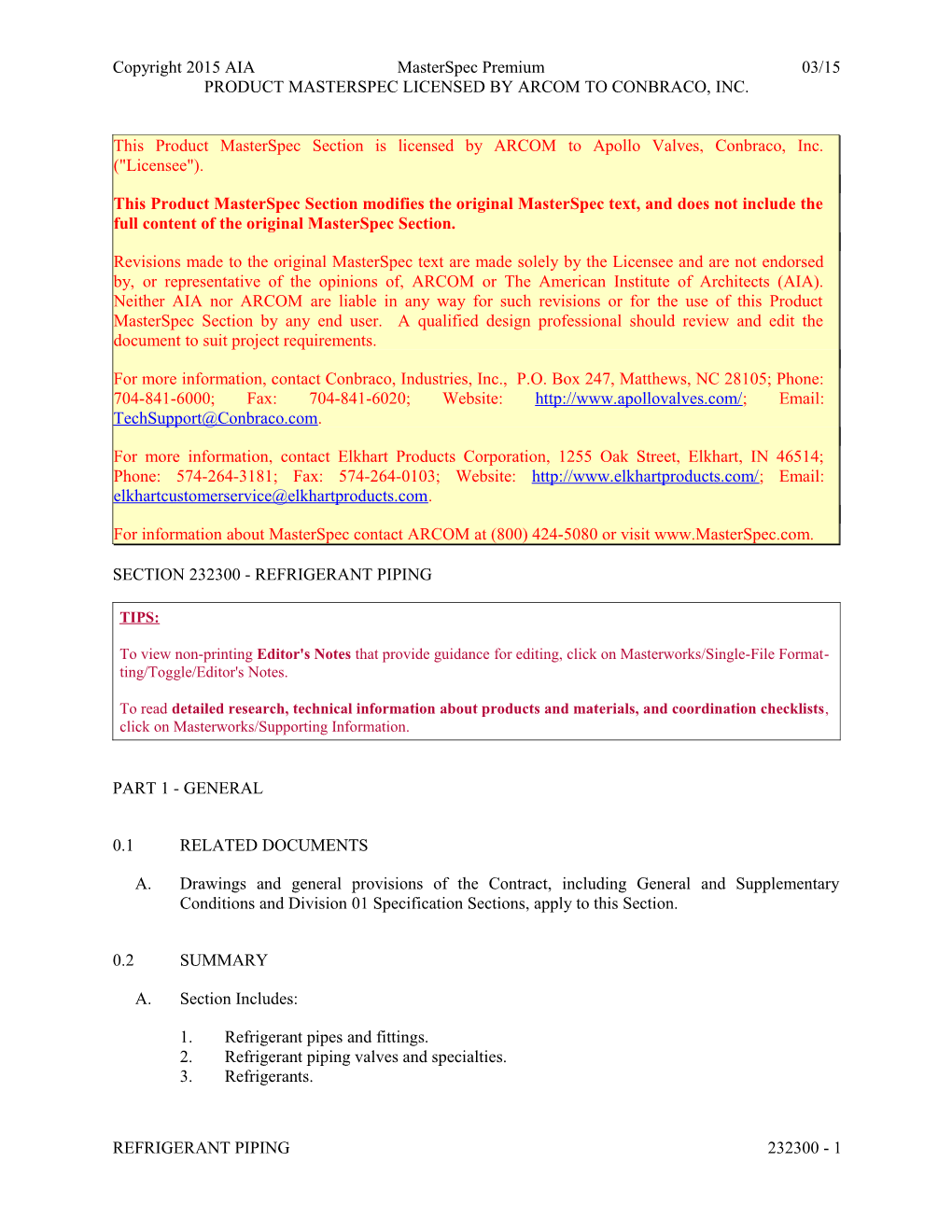 Section 232300 - Refrigerant Piping