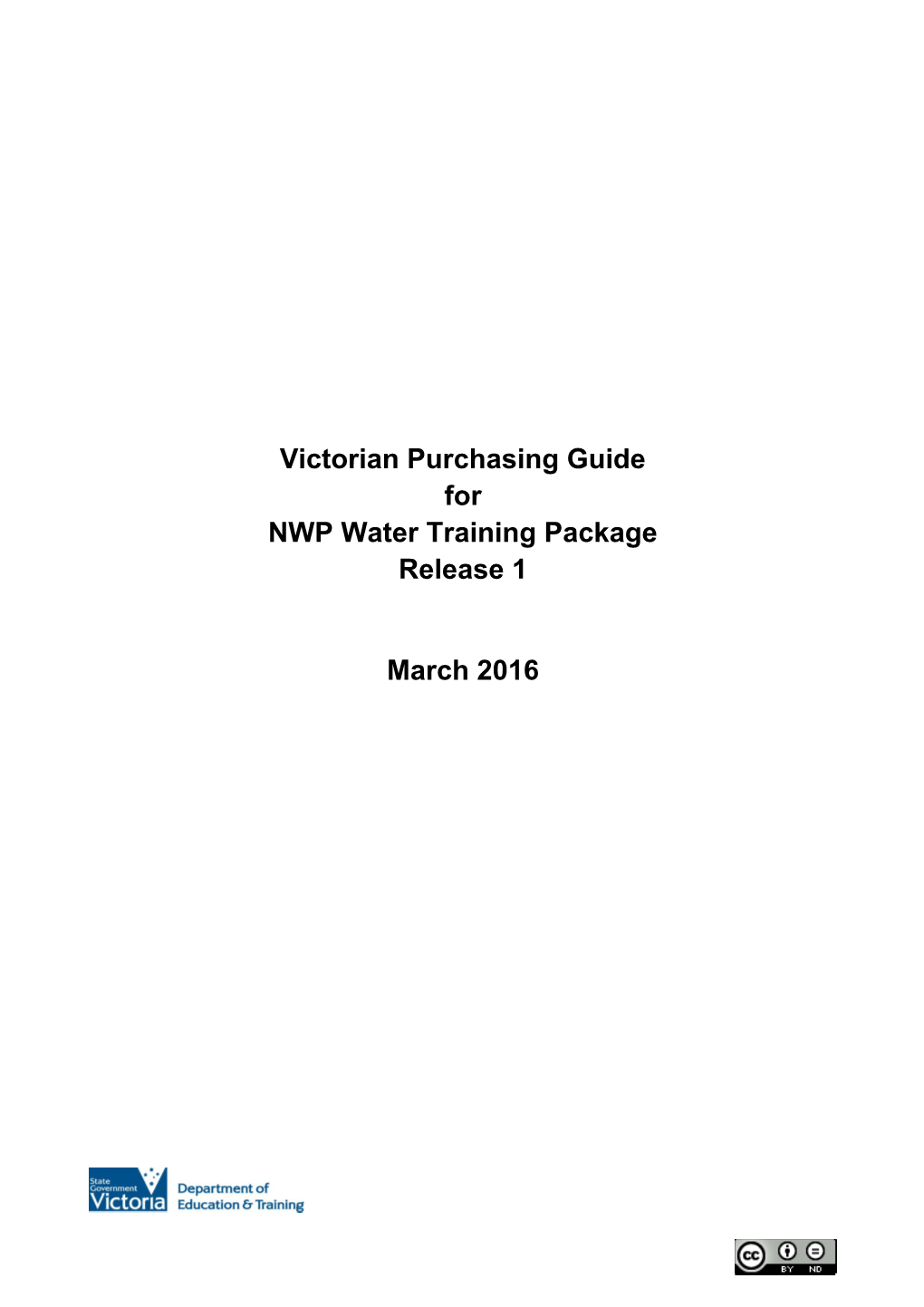 Victorian Purchasing Guide for NWP Water