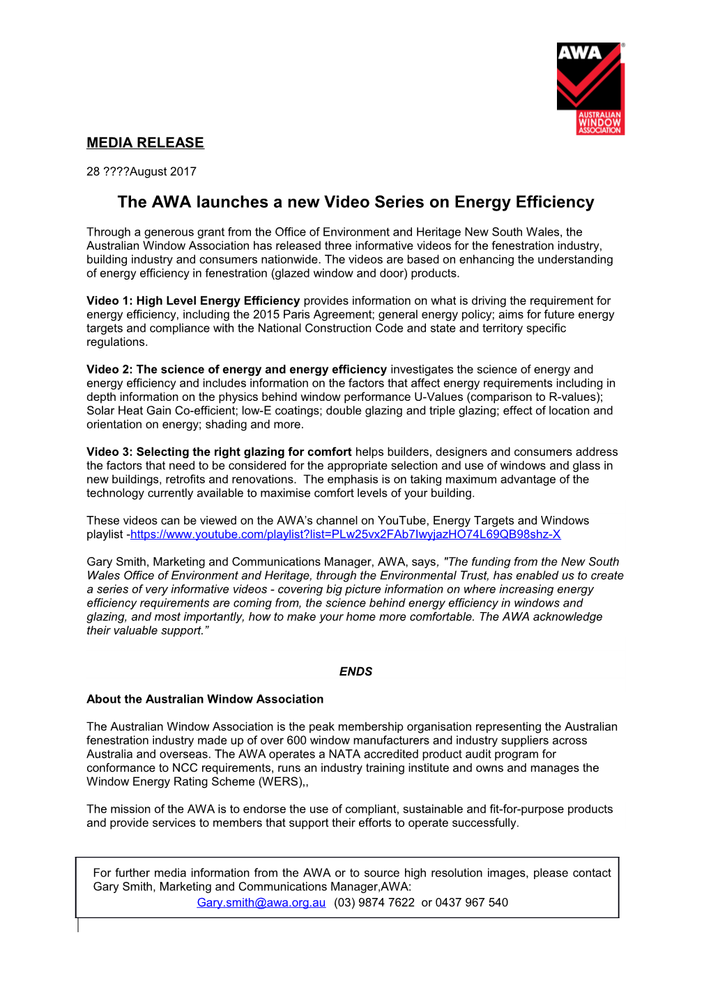 The AWA Launches a New Video Series on Energy Efficiency