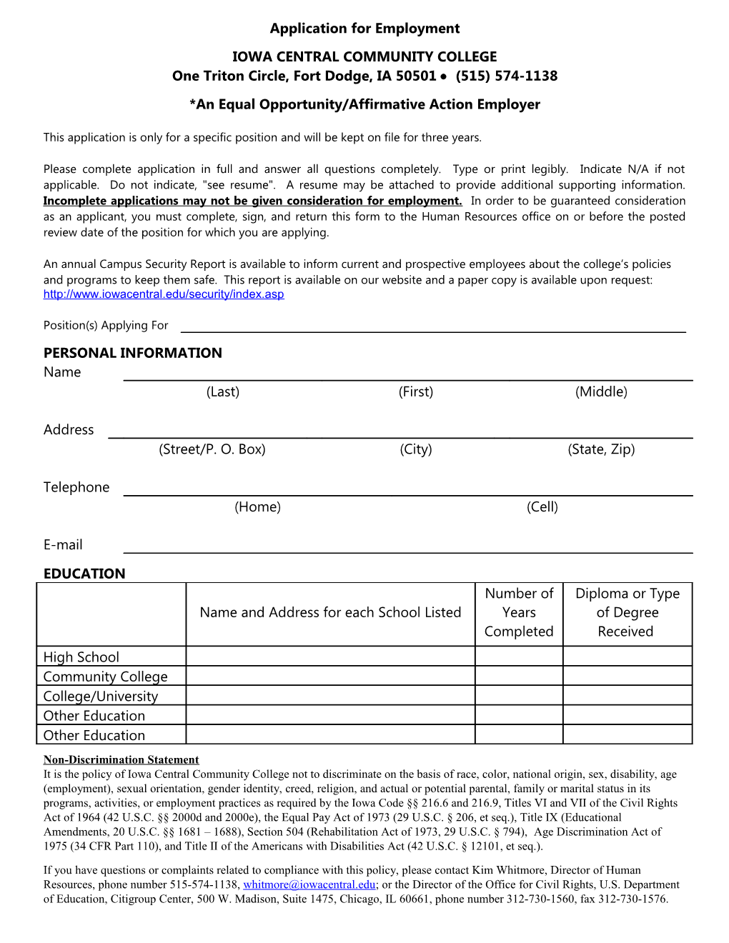 Application for Employment s75