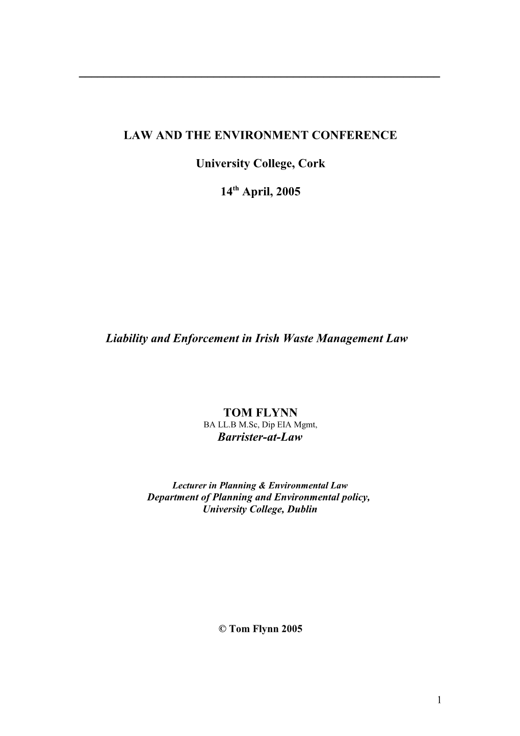 Law and the Environment Conference
