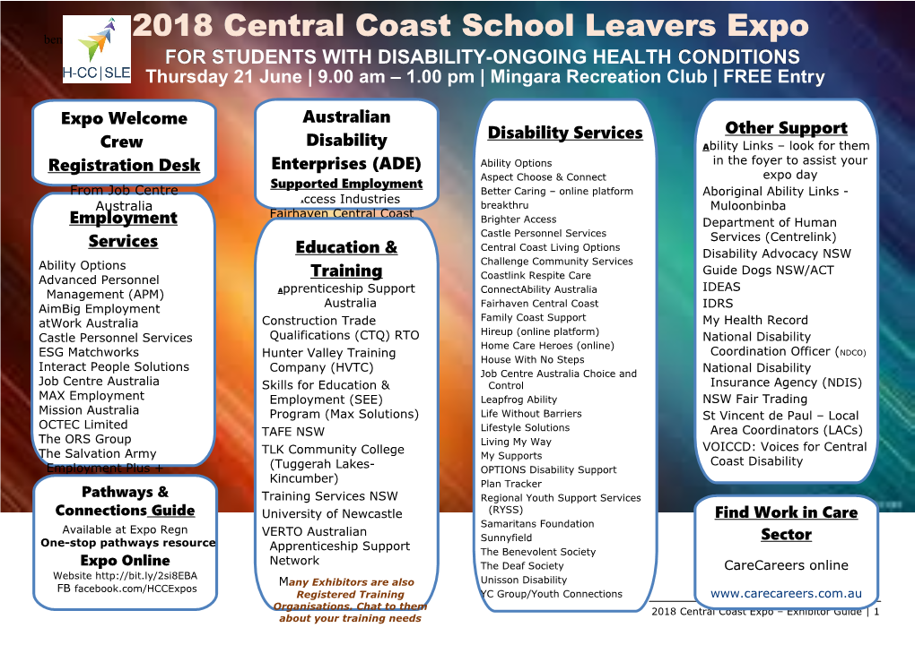 2018 Hunter School Leavers Handout