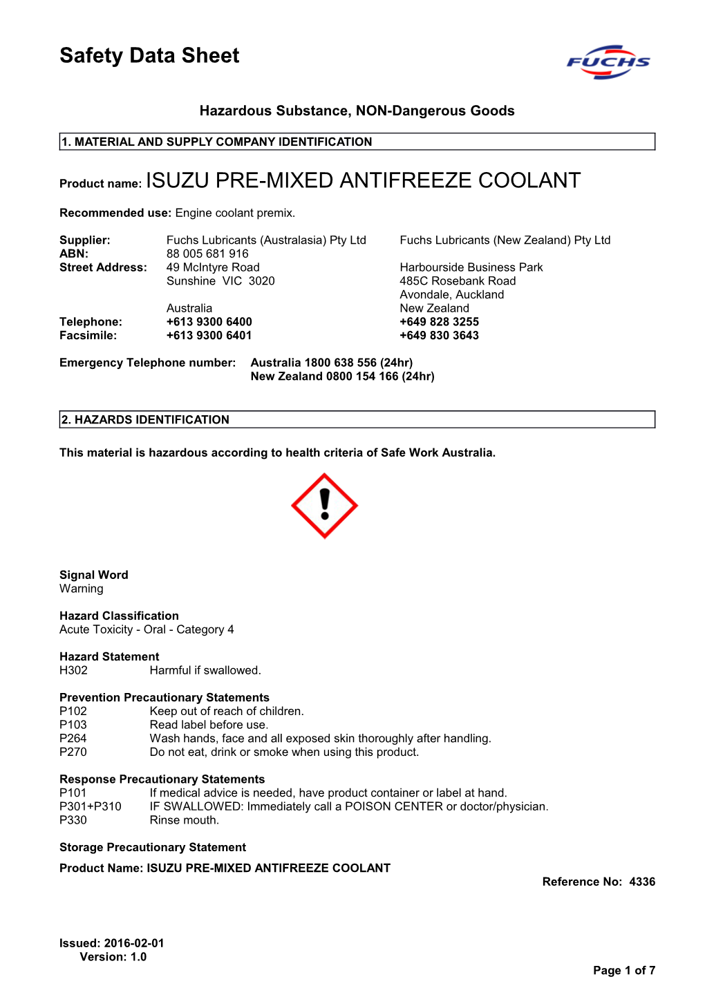 Hazardous Substance, NON-Dangerous Goods