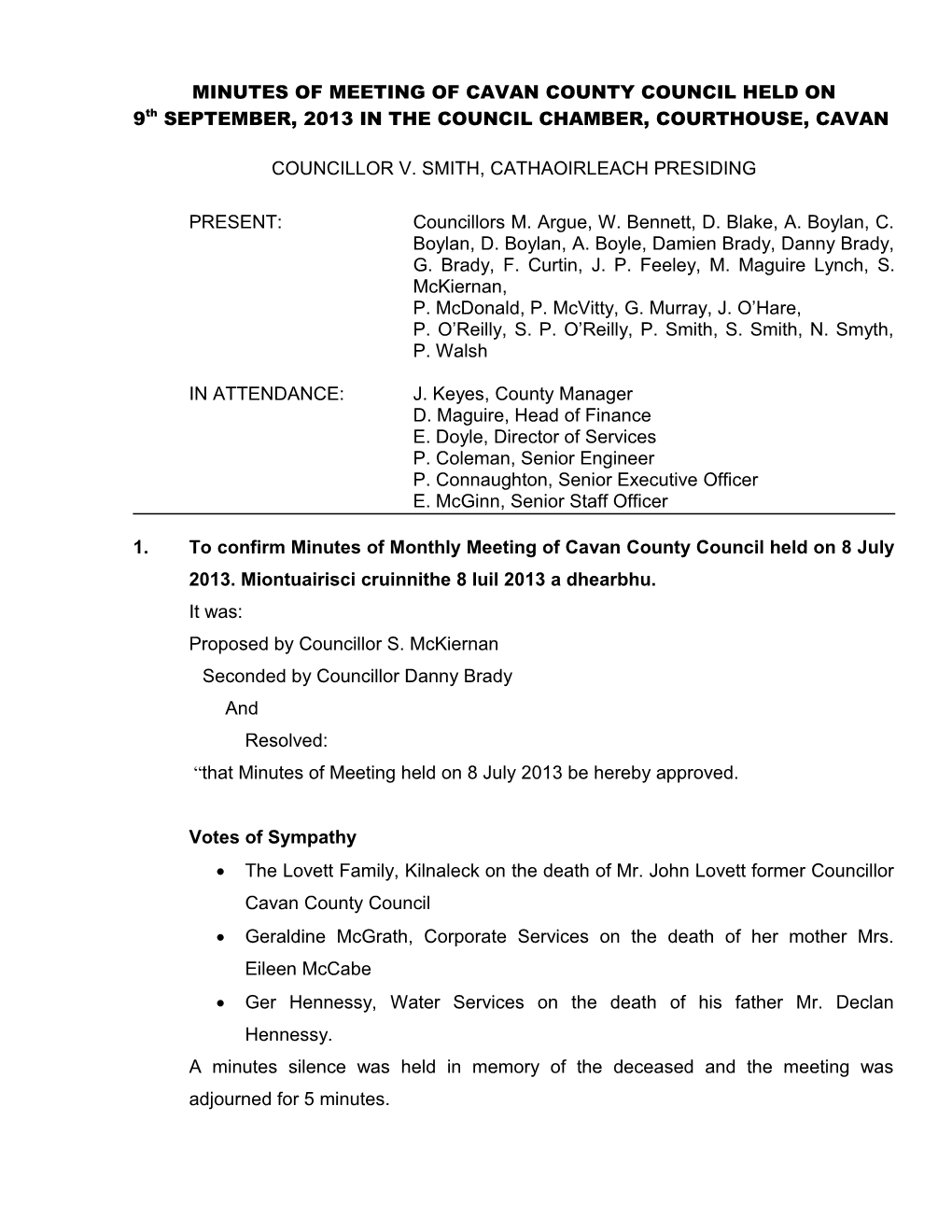 Minutes of Council Meeting Held on 11Th October 2010 s2