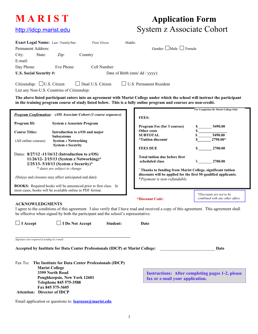 M a R I S T Application Form