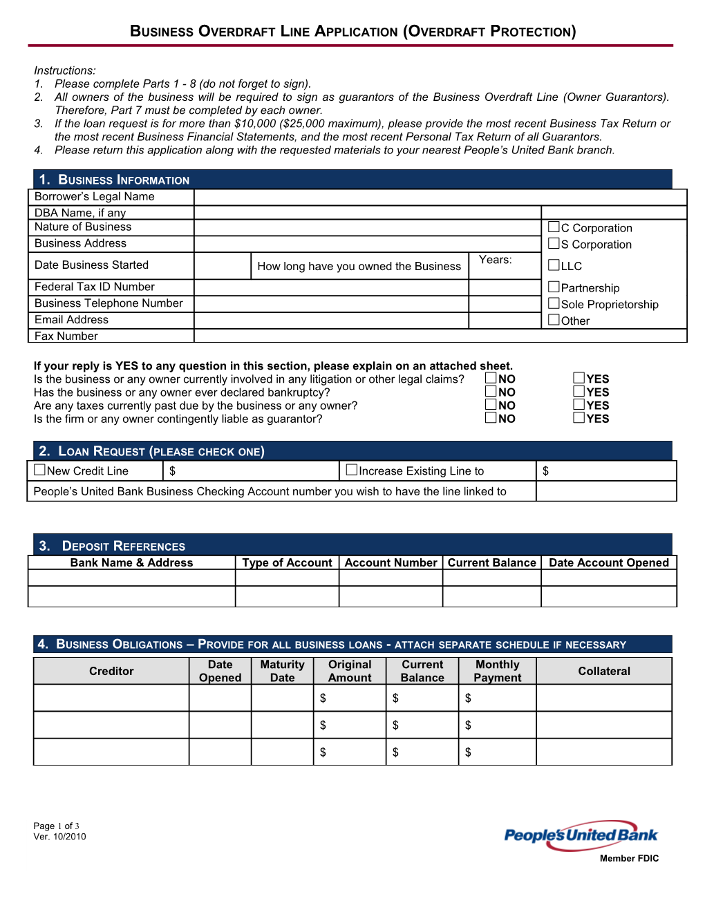 People S Business Credit Line Application (BCL) Not Just an Overdraft Protection