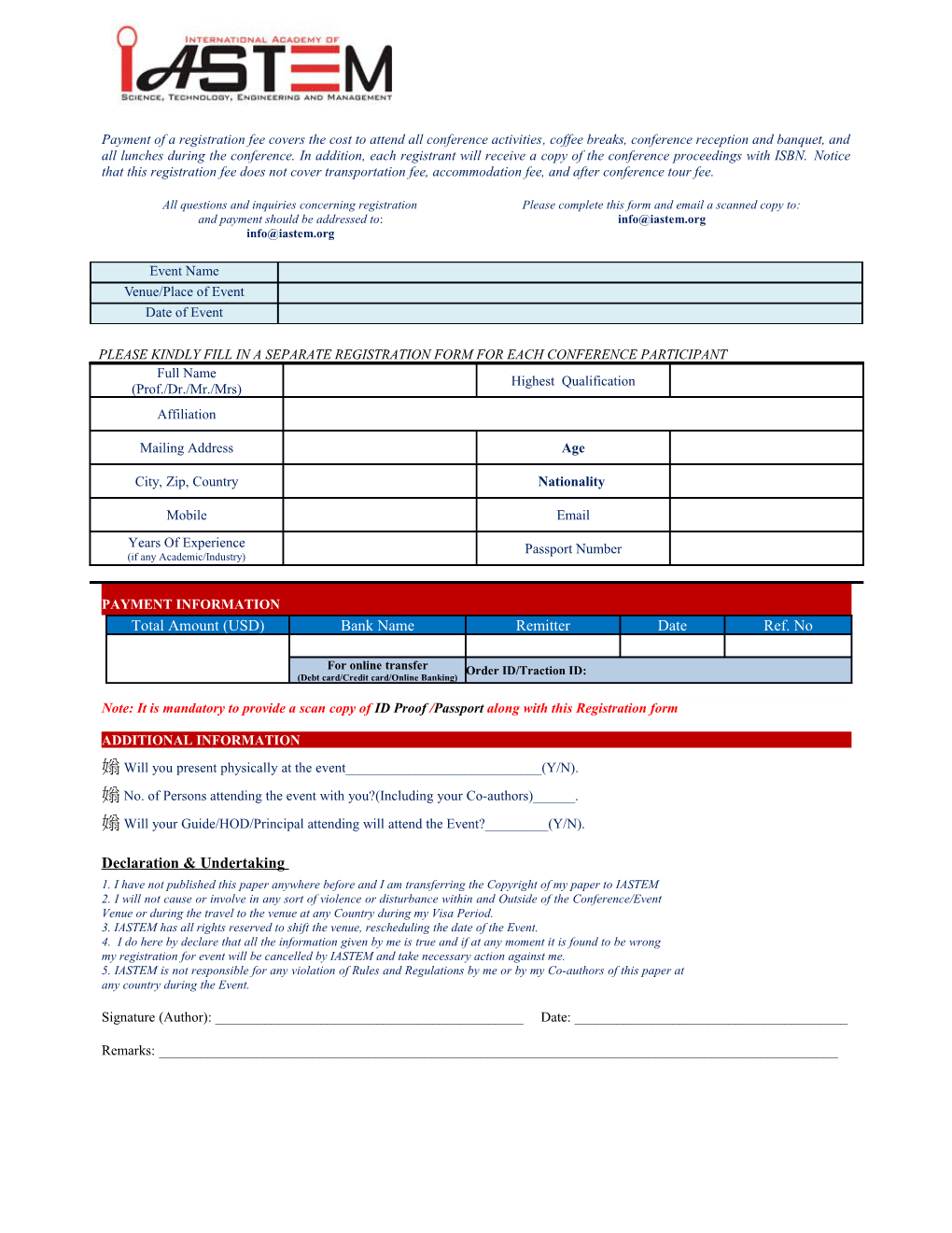 Ieee Rtcsa 2014 Registration Form