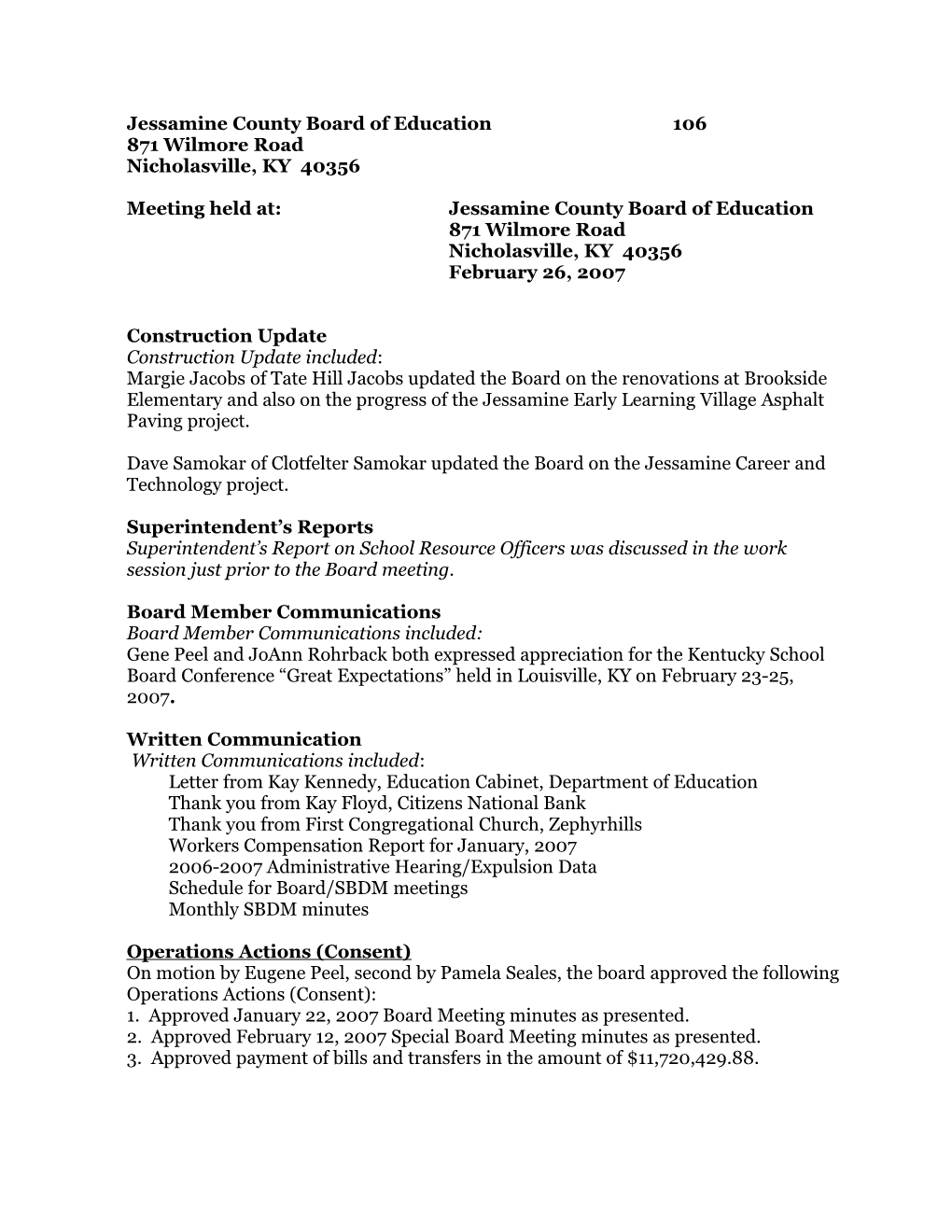 Jessamine County Board of Education 105