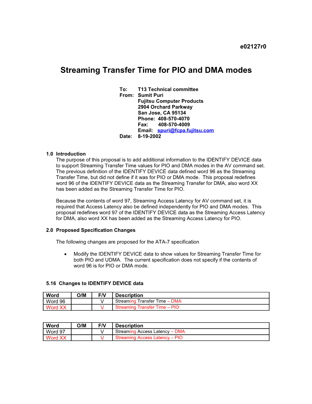 Streaming Transfer Time for PIO and DMA Modes