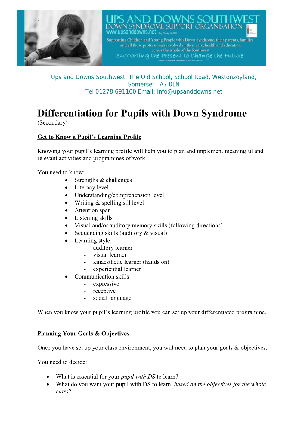 Differentiation for Pupils with Down Syndrome