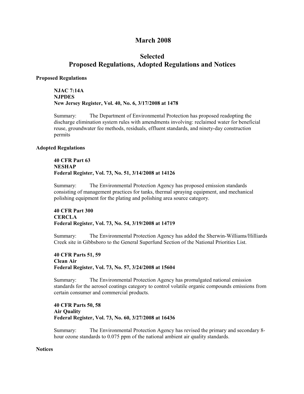 Proposed Regulations, Adopted Regulations and Notices s1
