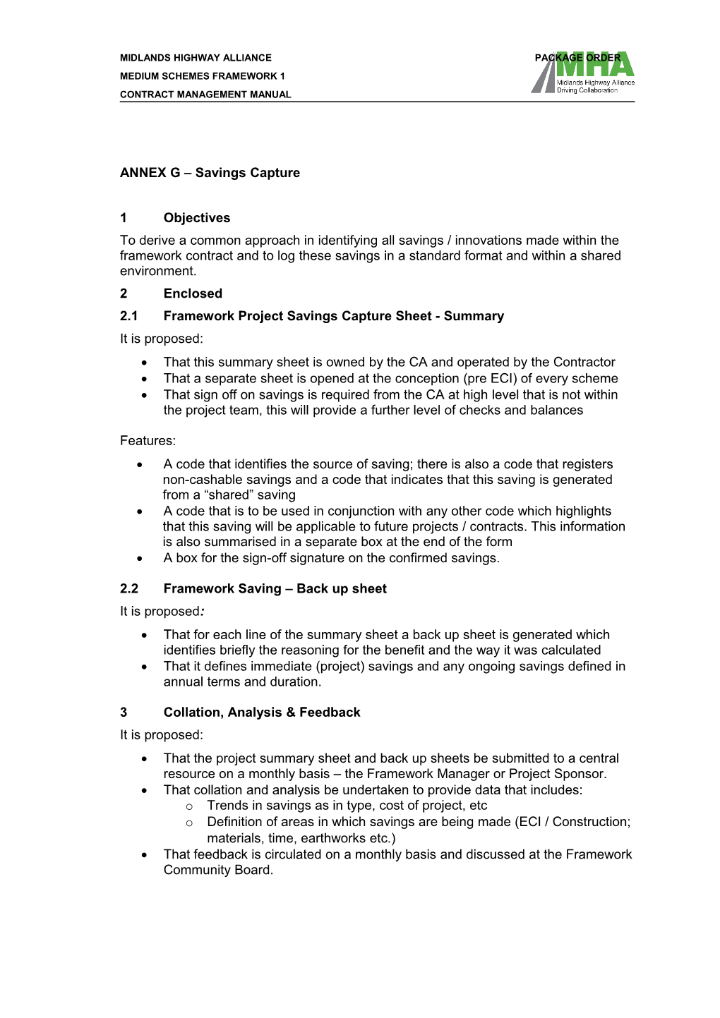 2.1Framework Project Savings Capture Sheet - Summary