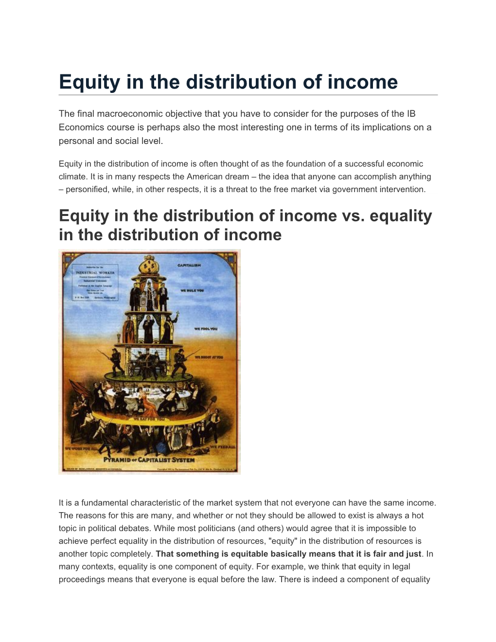 Equity in the Distribution of Income