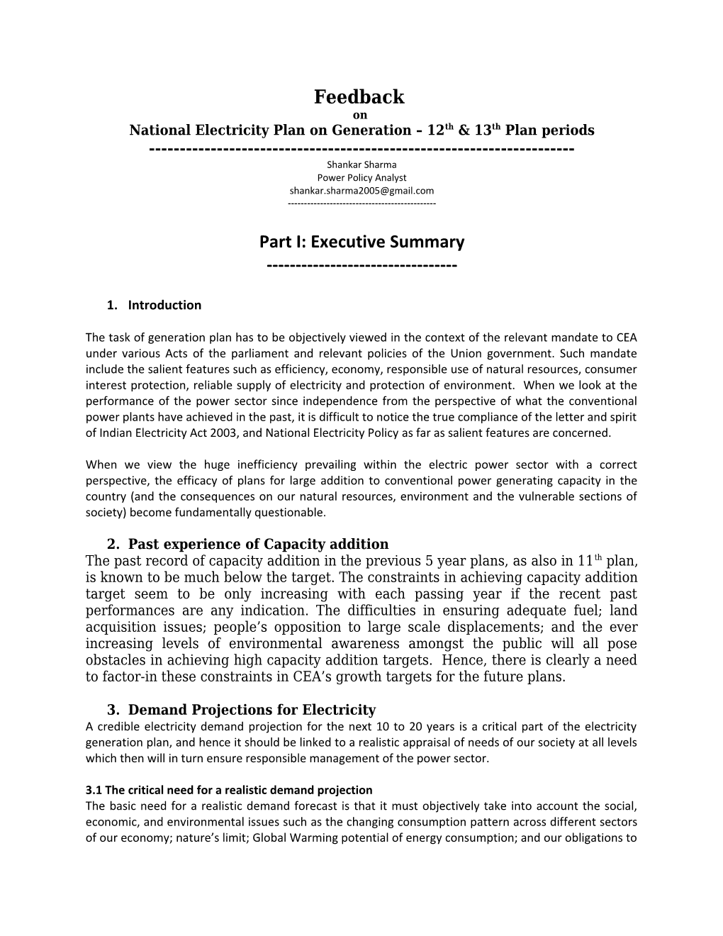 National Electricity Plan on Generation 12Th & 13Th Plan Periods