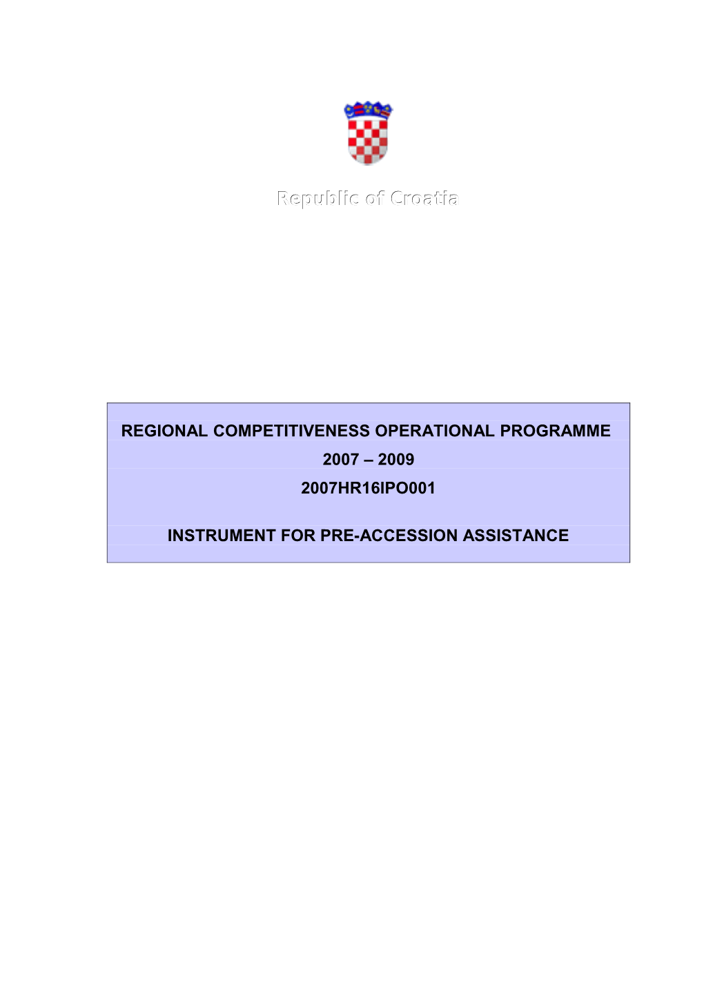 Regional Competitiveness Operational Programme