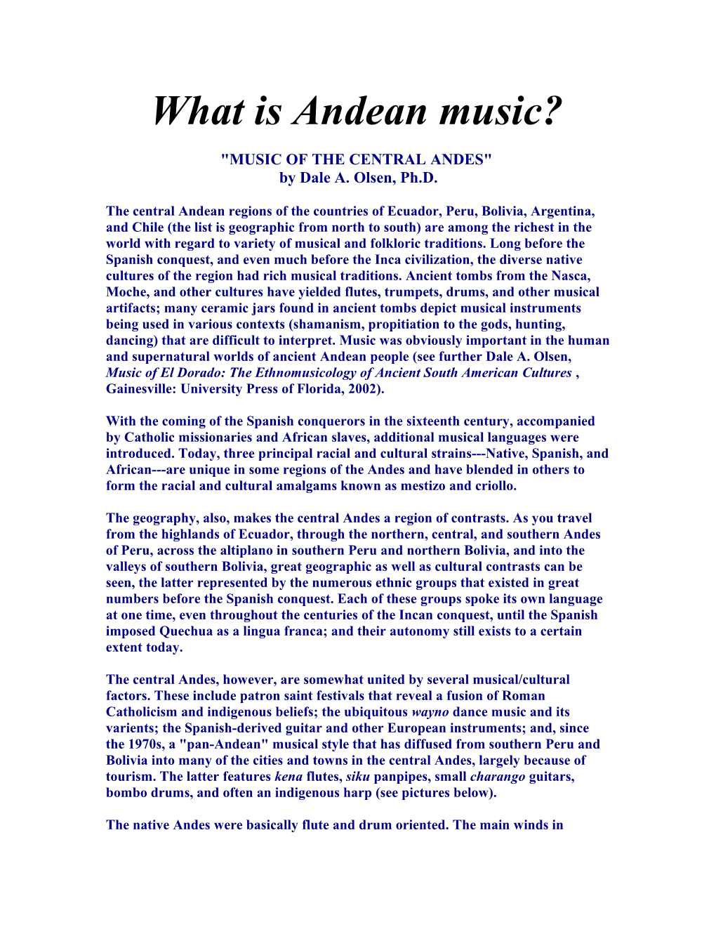 What Is Andean Music