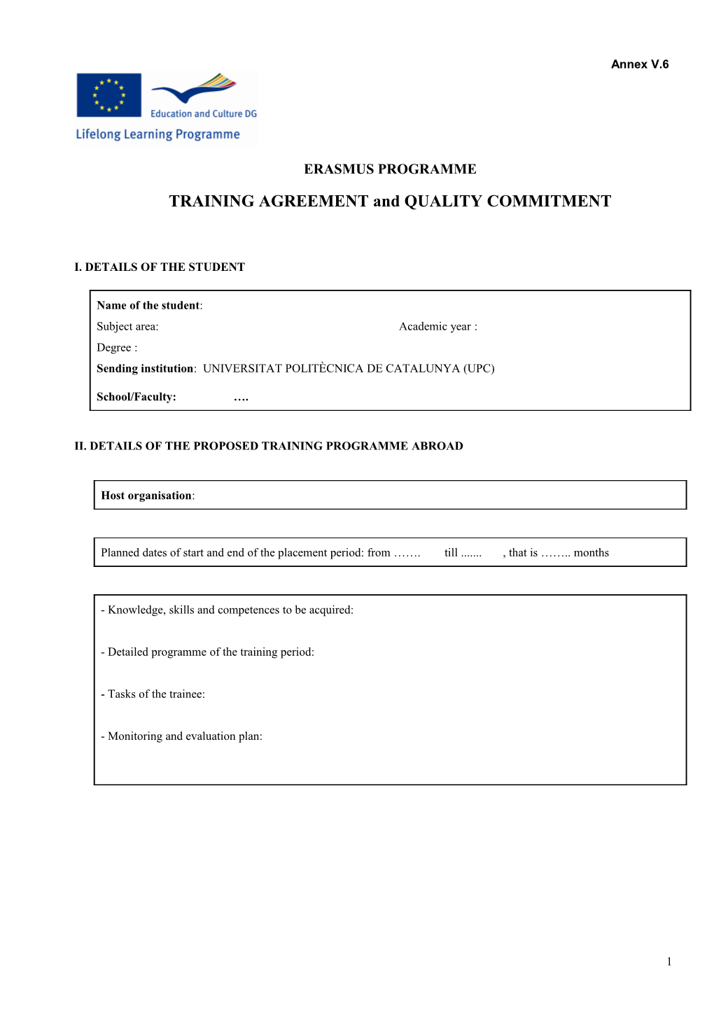 TRAINING AGREEMENT and QUALITY COMMITMENT s1