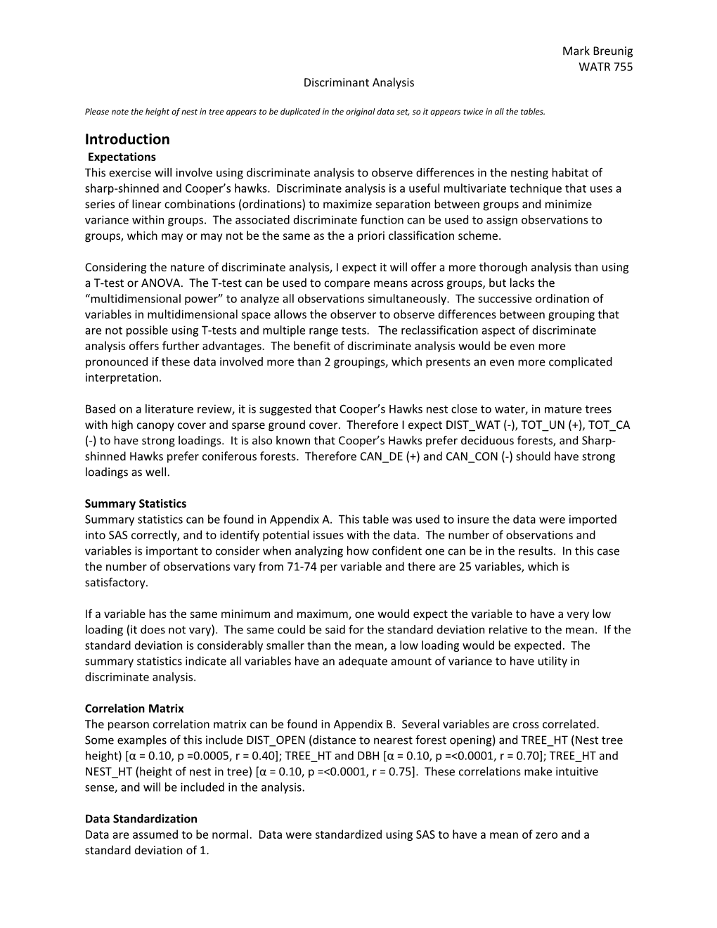 Discriminant Analysis