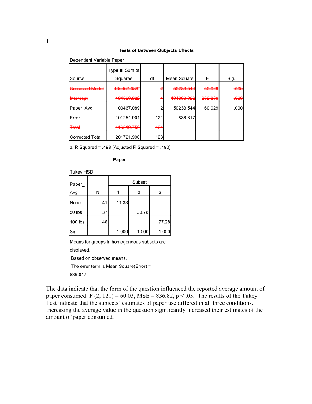 1) Use SPSS to Perform a One-Way ANOVA to Determine Whether the Form of the Question (Average