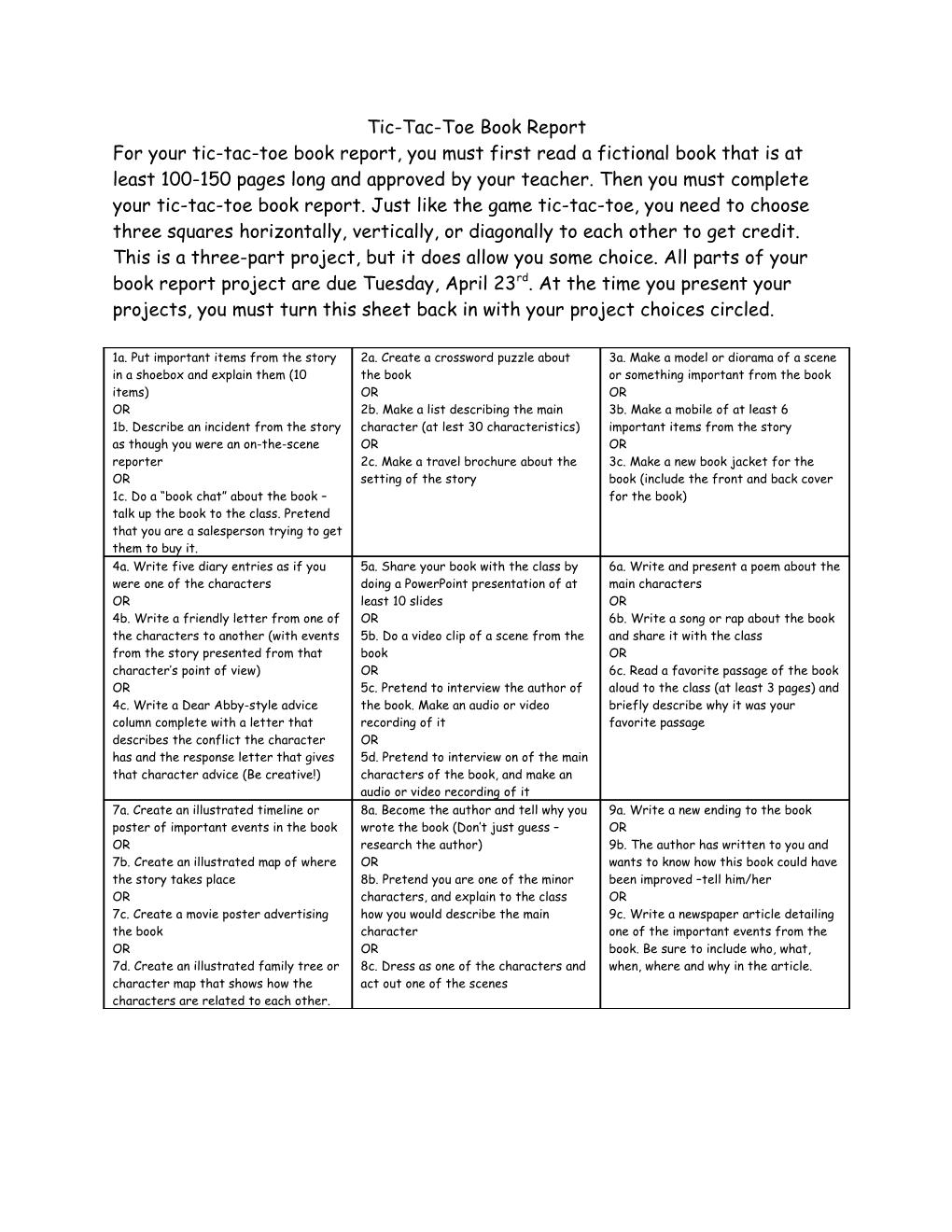 Tic-Tac-Toe Book Report