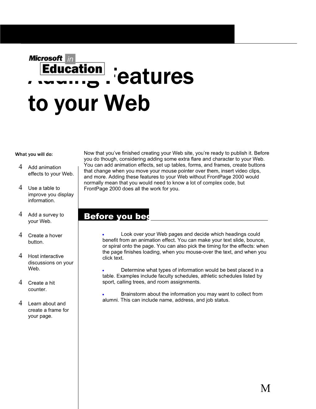 Adding Features to Your Web