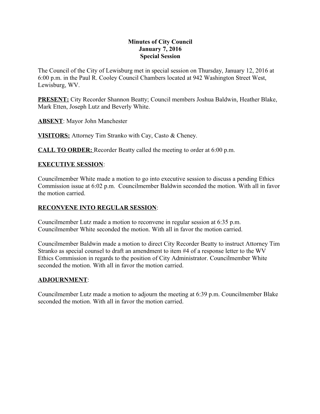 Minutes of City Council s2
