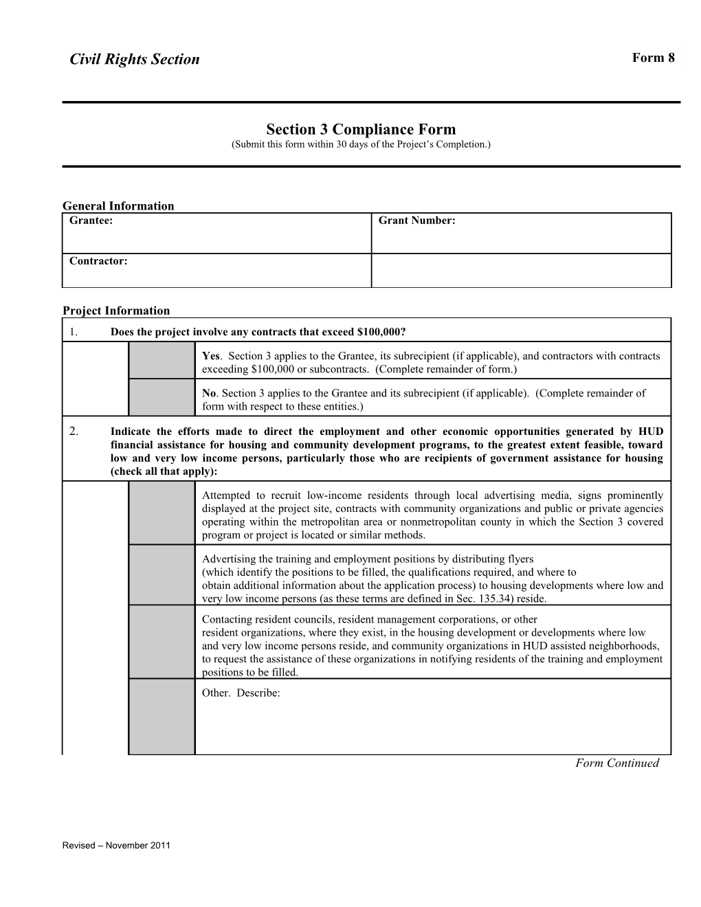 Section 3 Compliance Form
