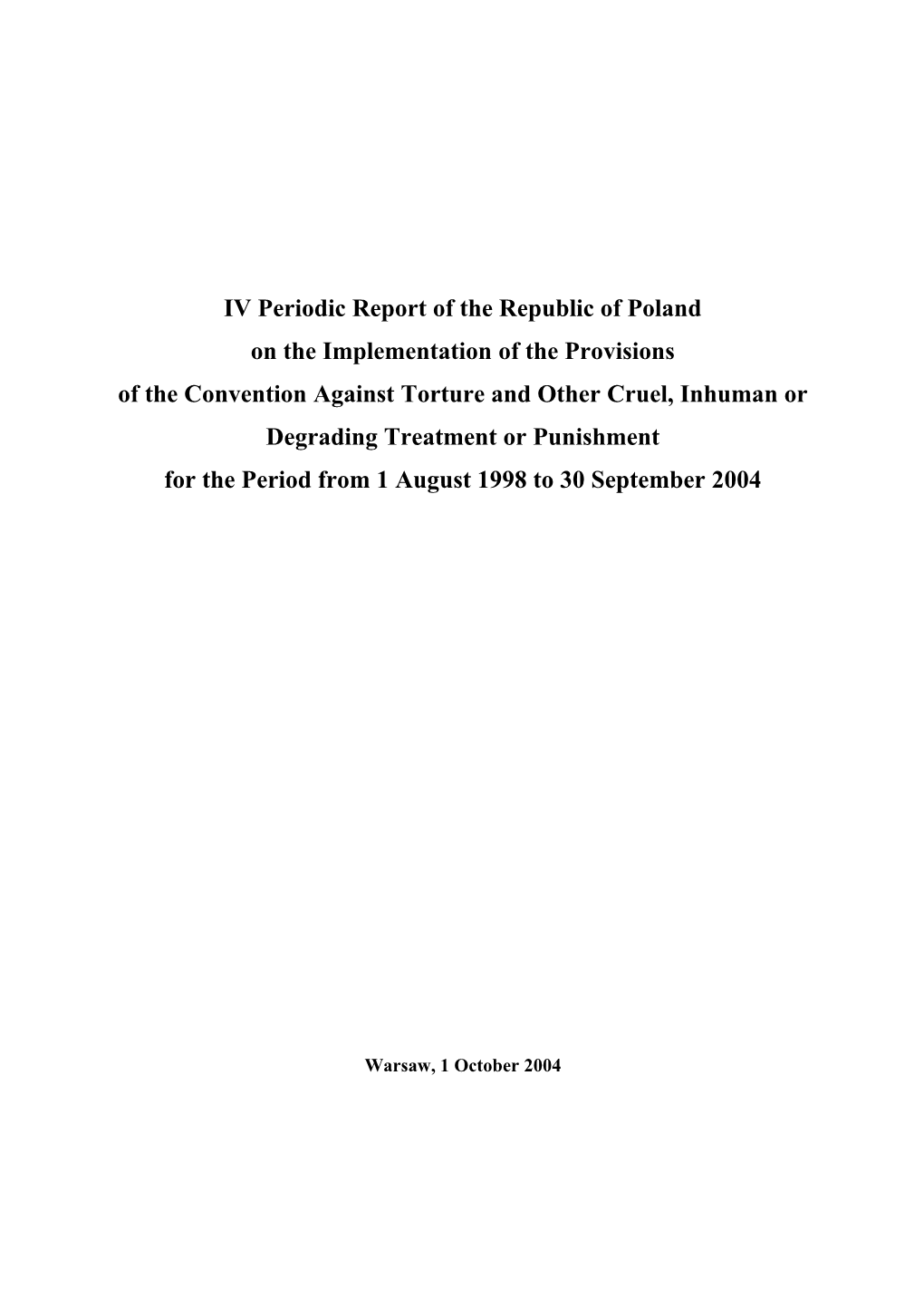 IV Periodic Report of the Republic of Poland