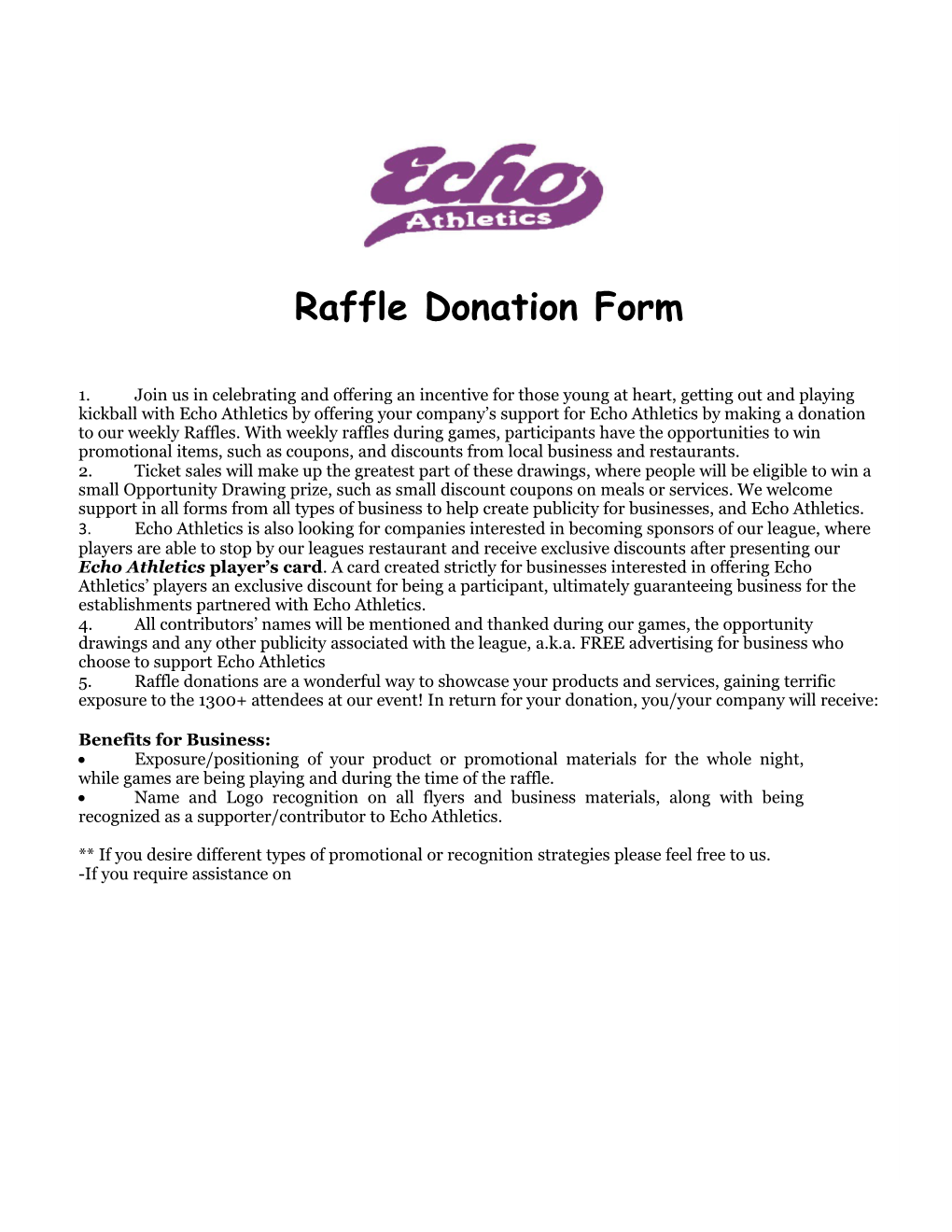 Raffle Donation Form