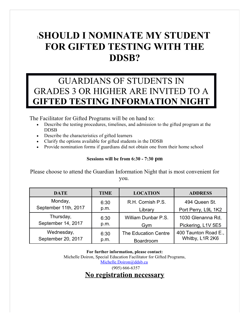 For Gifted Testing with the Ddsb?