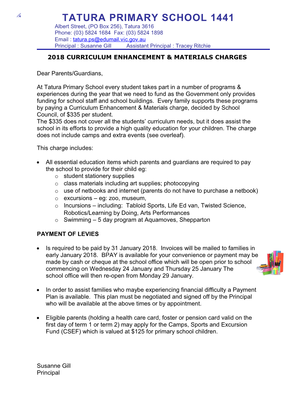 2003 Curriculum Enhancement Levies Grades Prep Grade 6