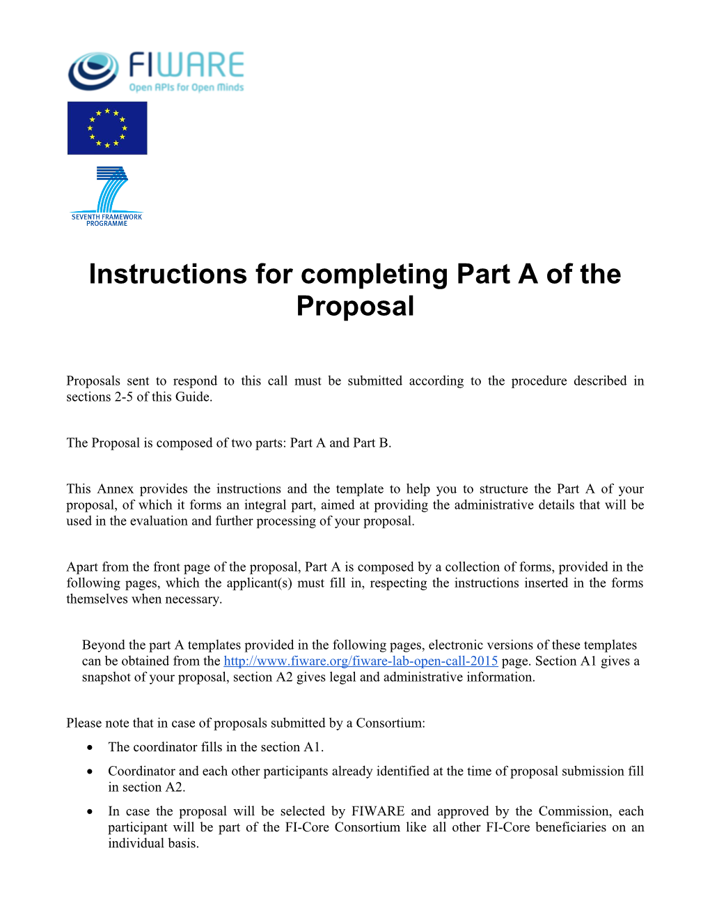 Instructions for Completing Part a of the Proposal
