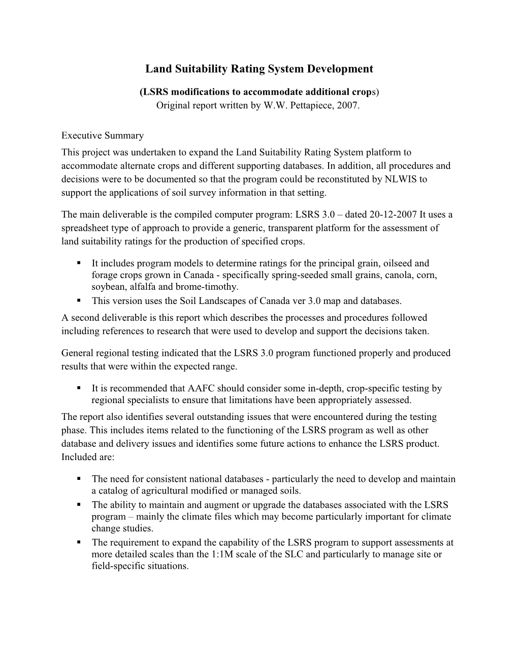 Land Suitability Rating System Development